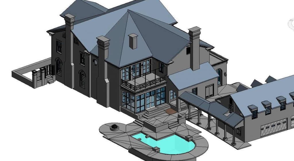 elevated view of house 3d model