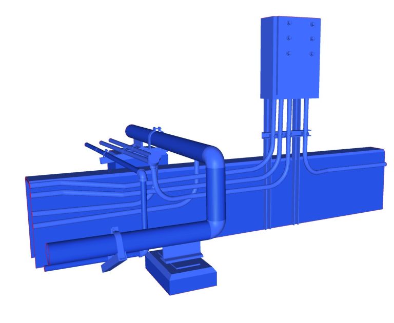 Vertical Gas Tank Conduit 3D Model Blue Highlight